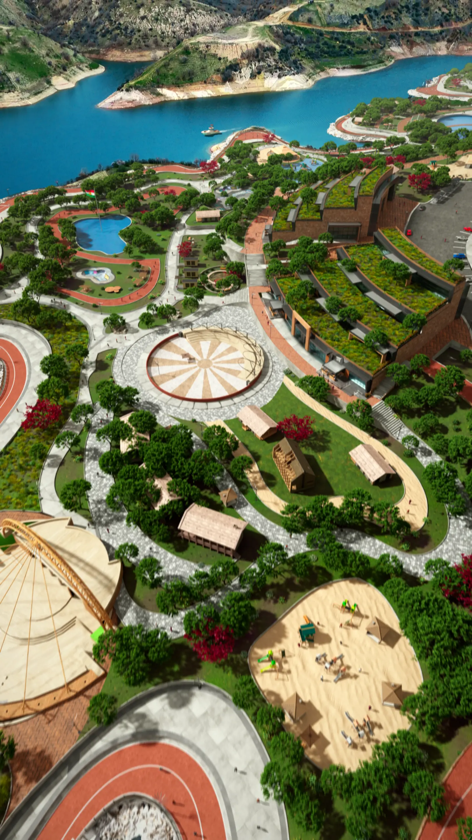 Duhok Waterfront Promenade park and water activity loop