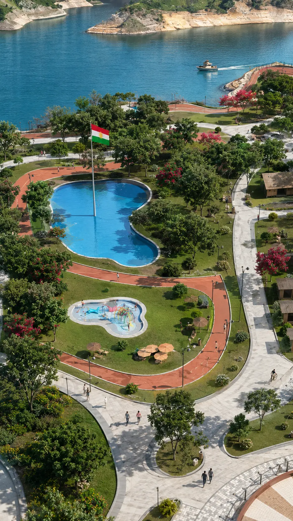 Duhok Waterfront Promenade boat approach and shoreline