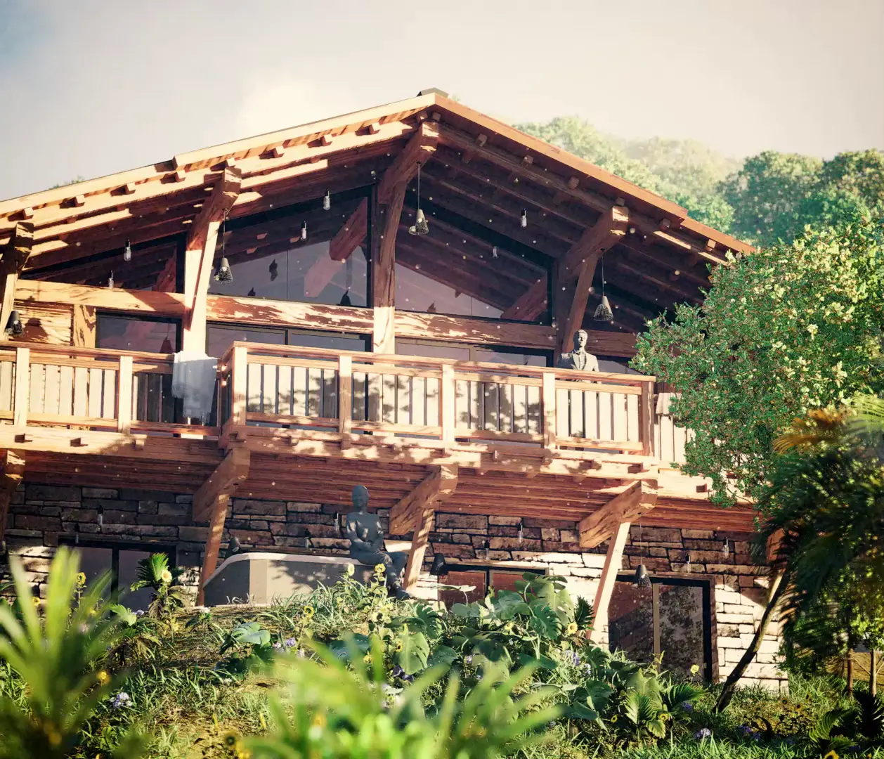 Mountain Residential Visualization road approach and hillside homes