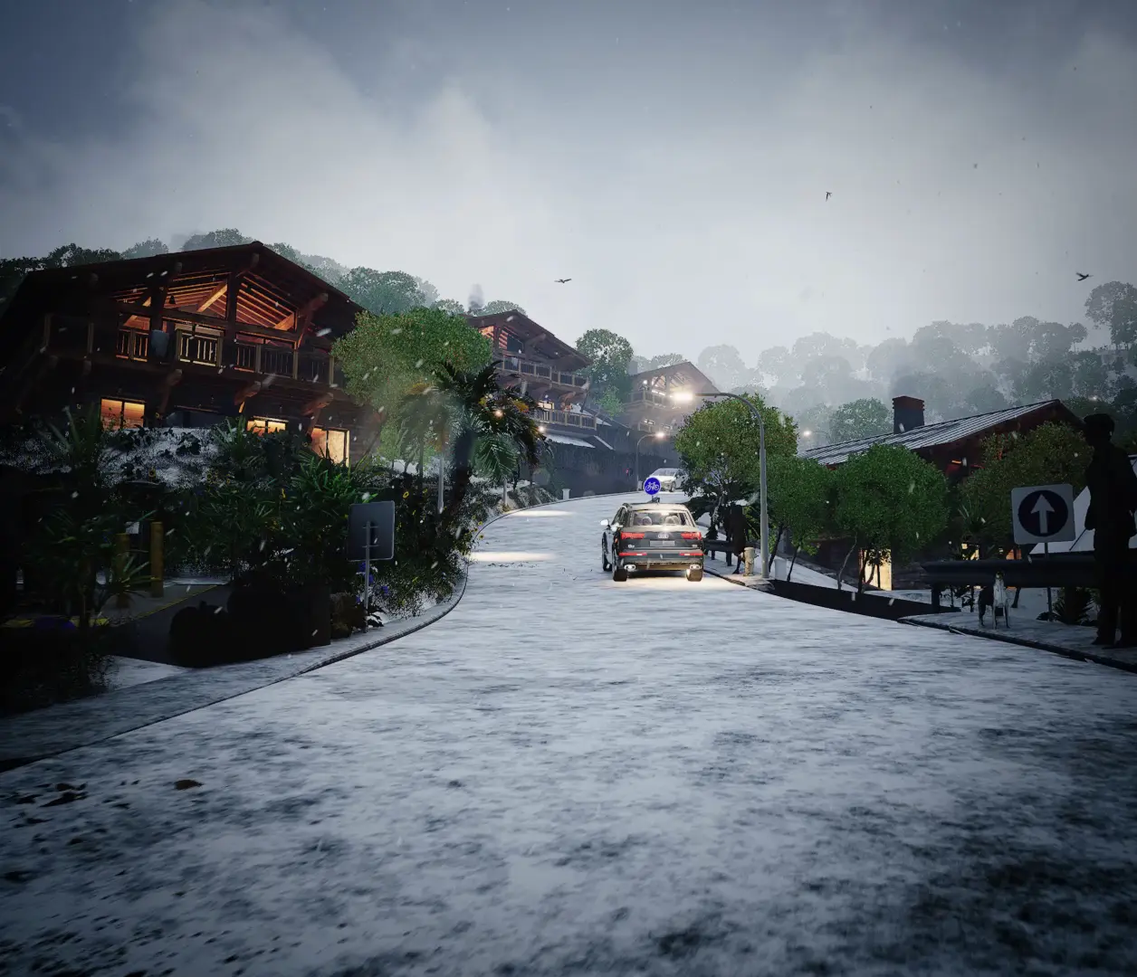 Mountain Residential Visualization homes following a mountain road